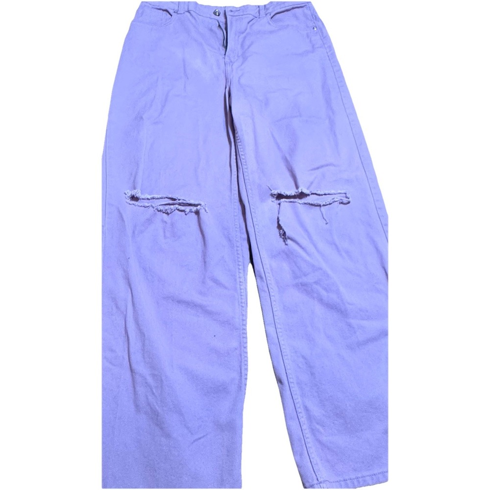 Divided H&M Baggy Distressed Women's size 10 Lilac Purple‎ Denim Jeans